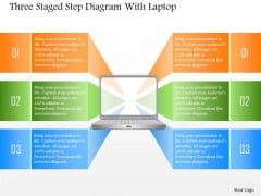 Business Diagram Three Staged Step Diagram With Laptop PowerPoint Template Business Diagram Three Staged Step Diagram With Laptop PowerPoint Template