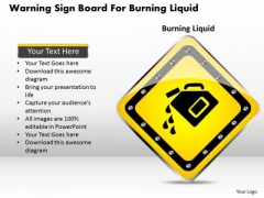 Business Diagram Warning Sign Board For Burning Liquid Presentation Template