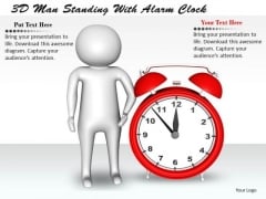 Business Integration Strategy 3d Man Standing With Alarm Clock Adaptable Concepts Business Integration Strategy 3d Man Standing With Alarm Clock Adaptable Concepts