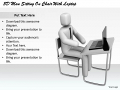 Business Level Strategy Definition 3d Man Sitting Chair With Laptop Basic Concepts