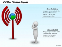 Business Marketing Strategy 3d Man Checking Signals Character