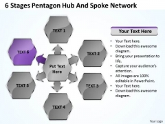 Business Network Diagram 6 Stages Pentagon Hub And Spoke Ppt PowerPoint Slides