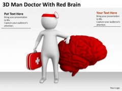 Business People Clip Art 3d Man Doctor With Red Brain PowerPoint Slides