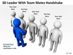 Business People Clipart 3d Leader With Team Mates Handshake PowerPoint Slides