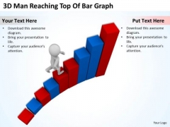 Business People Clipart 3d Man Reaching Top Of Bar Graph PowerPoint Templates