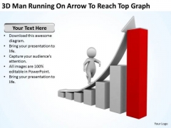 Business People Clipart 3d Man Running On Arrow To Reach Top Graph PowerPoint Templates