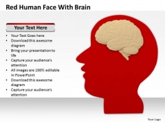 Business People Clipart Red Human Face With Brain PowerPoint Templates Ppt Backgrounds For Slides