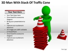 Business People Vector 3d Man With Stack Of Traffic Cones PowerPoint Slides Business People Vector 3d Man With Stack Of Traffic Cones PowerPoint Slides