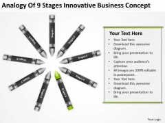 Business Process Flowchart Examples Of 9 Stages Innovative Concept PowerPoint Slide