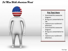 Business Strategy 3d Man With American Head Adaptable Concepts
