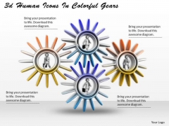 Business Strategy Execution 3d Human Icons Colorful Gears Character Models