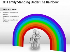 Business Unit Strategy 3d Family Standing Under The Rainbow Concept