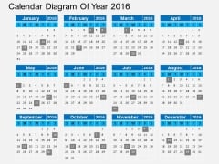 Calendar Diagram Of Year 2016 Powerpoint Templates