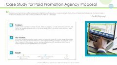 Case Study For Paid Promotion Agency Proposal Summary PDF