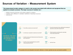Cause And Effect For Business Problem Solution Sources Of Variation Measurement System Pictures PDF