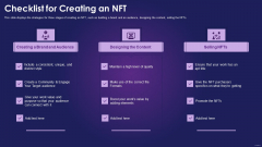 Checklist For Creating An NFT Ppt Inspiration Designs PDF