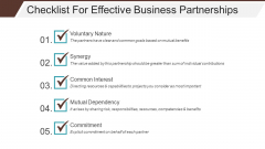 Checklist For Effective Business Partnerships Template 1 Ppt PowerPoint Presentation Portfolio Guide Checklist For Effective Business Partnerships Template 1 Ppt PowerPoint Presentation Portfolio Guide
