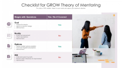 Checklist For GROW Theory Of Mentoring Ppt PowerPoint Presentation Gallery Inspiration PDF Checklist For GROW Theory Of Mentoring Ppt PowerPoint Presentation Gallery Inspiration PDF