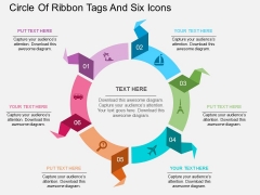 Circle Of Ribbon Tags And Six Icons Powerpoint Template Circle Of Ribbon Tags And Six Icons Powerpoint Template