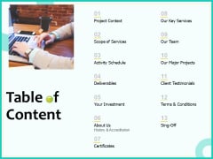 Civil Engineering Consulting Services Proposal For Construction Project Table Of Content Themes PDF Civil Engineering Consulting Services Proposal For Construction Project Table Of Content Themes PDF