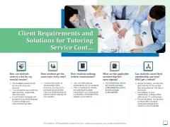 Client Requirements And Solutions For Tutoring Service Cont Ppt Ideas Icons PDF