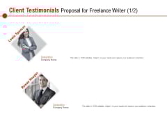 Client Testimonials Proposal For Freelance Writer Ppt PowerPoint Presentation File Outfit PDF Client Testimonials Proposal For Freelance Writer Ppt PowerPoint Presentation File Outfit PDF