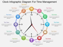 Clock Infographic Diagram For Time Management Powerpoint Template