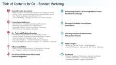 Co Variety Advertisement Table Of Contents For Co Branded Marketing Infographics PDF Co Variety Advertisement Table Of Contents For Co Branded Marketing Infographics PDF