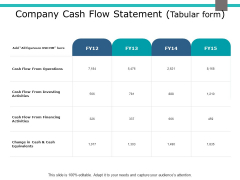 Company Cash Flow Statement Tabular Form Ppt PowerPoint Presentation Infographic Template Example Topics Company Cash Flow Statement Tabular Form Ppt PowerPoint Presentation Infographic Template Example Topics