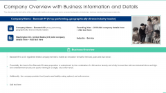 Company Overview With Business Information And Details Ppt Topics PDF Company Overview With Business Information And Details Ppt Topics PDF