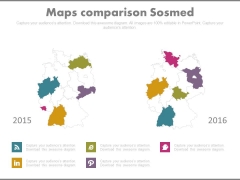 Comparison Map Chart With Social Media Icons Powerpoint Slides Comparison Map Chart With Social Media Icons Powerpoint Slides