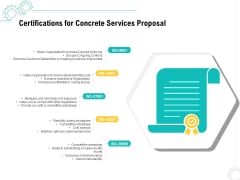 Construction Material Service Certifications For Concrete Services Proposal Designs PDF Construction Material Service Certifications For Concrete Services Proposal Designs PDF