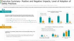 Construction Sector Project Risk Management Executive Summary Positive And Negative Impacts Level Of Adoption Of Safety Practices Graphics PDF Construction Sector Project Risk Management Executive Summary Positive And Negative Impacts Level Of Adoption Of Safety Practices Graphics PDF