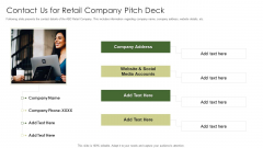 Contact Us For Retail Company Pitch Deck Download PDF Contact Us For Retail Company Pitch Deck Download PDF