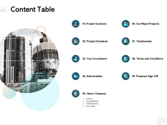 Content Table Ppt PowerPoint Presentation Infographics Layout Content Table Ppt PowerPoint Presentation Infographics Layout
