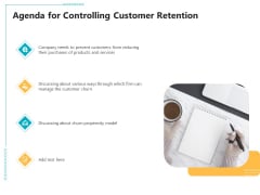 Controlling Customer Retention Agenda For Controlling Customer Retention Ppt Outline Show PDF Controlling Customer Retention Agenda For Controlling Customer Retention Ppt Outline Show PDF