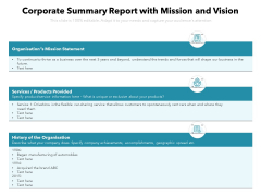 Corporate Summary Report With Mission And Vision Ppt PowerPoint Presentation File Examples PDF Corporate Summary Report With Mission And Vision Ppt PowerPoint Presentation File Examples PDF