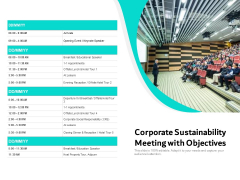 Corporate Sustainability Meeting With Objectives Ppt PowerPoint Presentation File Professional PDF