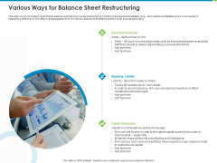 Corporate Turnaround Strategies Various Ways For Balance Sheet Restructuring Infographics PDF