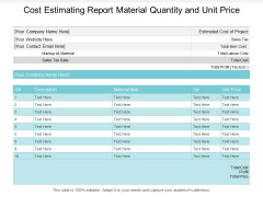 Cost Estimating Report Material Quantity And Unit Price Ppt PowerPoint Presentation Styles Graphics Download Cost Estimating Report Material Quantity And Unit Price Ppt PowerPoint Presentation Styles Graphics Download