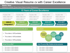 Creative Visual Resume CV With Career Excellence Ppt PowerPoint Presentation Show Gridlines PDF Creative Visual Resume CV With Career Excellence Ppt PowerPoint Presentation Show Gridlines PDF