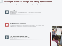 Cross Sell In Banking Industry Challenges That Occur During Cross Selling Implementation Ppt Inspiration Samples PDF