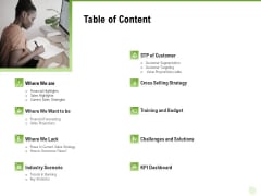 Cross Selling Of Retail Banking Products Table Of Content Ppt Outline Themes PDF Cross Selling Of Retail Banking Products Table Of Content Ppt Outline Themes PDF