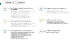 Customer Attainment Price To Gain New Clients Table Of Content Professional PDF Customer Attainment Price To Gain New Clients Table Of Content Professional PDF