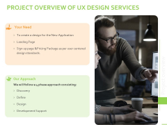 Customer Experience Interface Project Overview Of UX Design Services Ppt PowerPoint Presentation Ideas Diagrams PDF