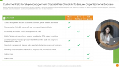 Customer Relationship Management Capabilities Checklist To Ensure Organizational Success Mockup PDF
