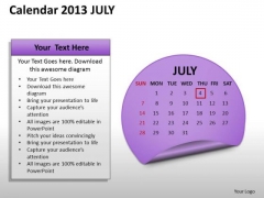 Calendar 2013 July PowerPoint Slides Ppt Templates