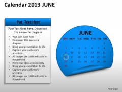 Calendar 2013 June PowerPoint Slides Ppt Templates