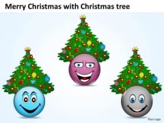 Christmas Tree With Different Smileys Happiness PowerPoint Slides