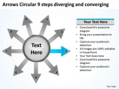 Circular 9 Steps Diverging And Converging Process Diagram PowerPoint Templates